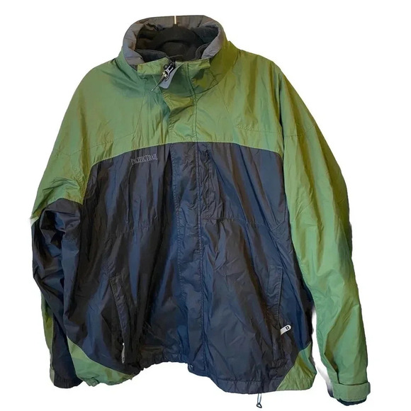 PacificTrail Nylon/Fleece Jacket Mens XL Full Zip Navy olive Green Pocket Active - Picture 1 of 12